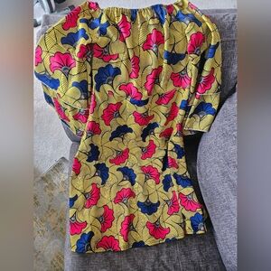 African print Ankara dress. Frilled Sleeves, Adjustable Top. Large.